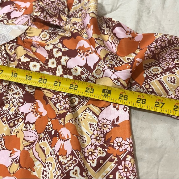 Free People Sage Floral Print U-neck Top Size L - Picture 14 of 15